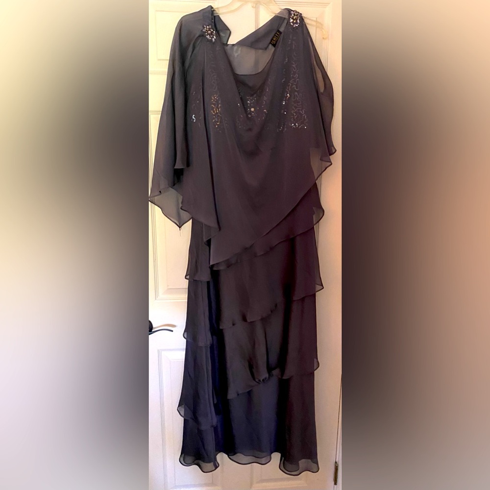 Lavender gray evening full length gown